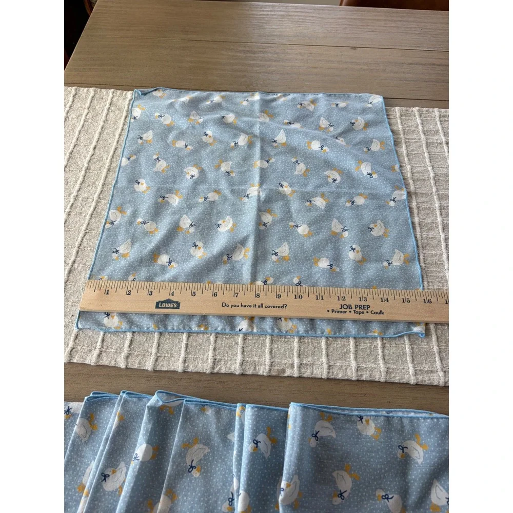 vintage country goose cloth napkins 1980s 90s cottagecore blue granny chic